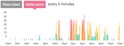 Fitbit activity over one day