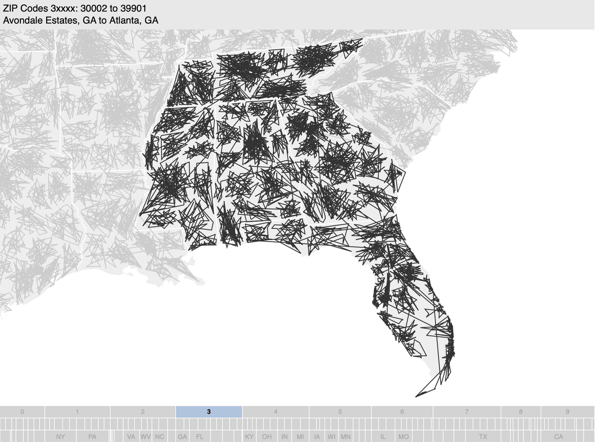 ZIPScribble map of the United States